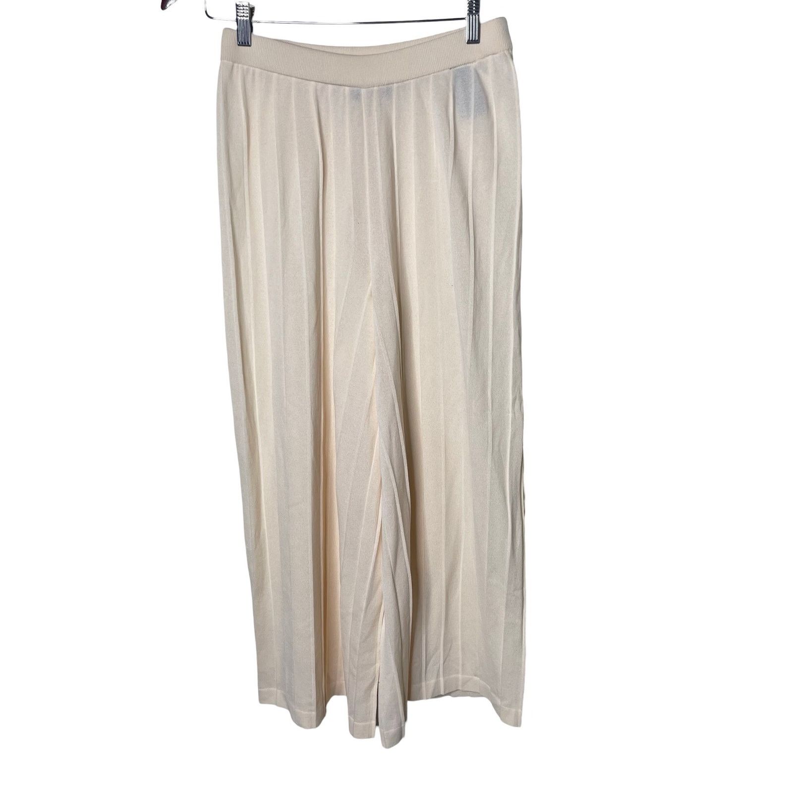 Theory Theory Pleated Palazzo Wide Leg Pull On Pants Bristol Ivory Size 26" / US 2 / IT 38 - 2 Thumbnail