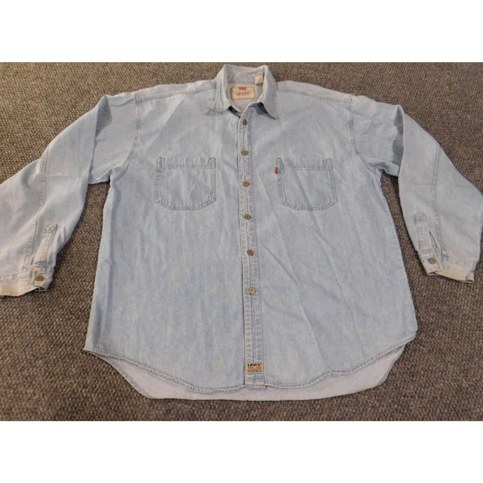 Levi's VINTAGE Levi's Denim Shirt XL Mens Button Up Red Tab Retro Button Up 90s Denim Shirt 90s Mens L Size US XL / EU 56 / 4 - 3 Thumbnail