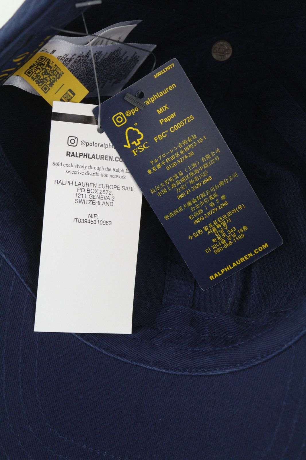 Polo Ralph Lauren 59 CM Dark Blue FRA P.R.F.C. Logo Baseball Cap 84670 Size ONE SIZE - 8 Thumbnail