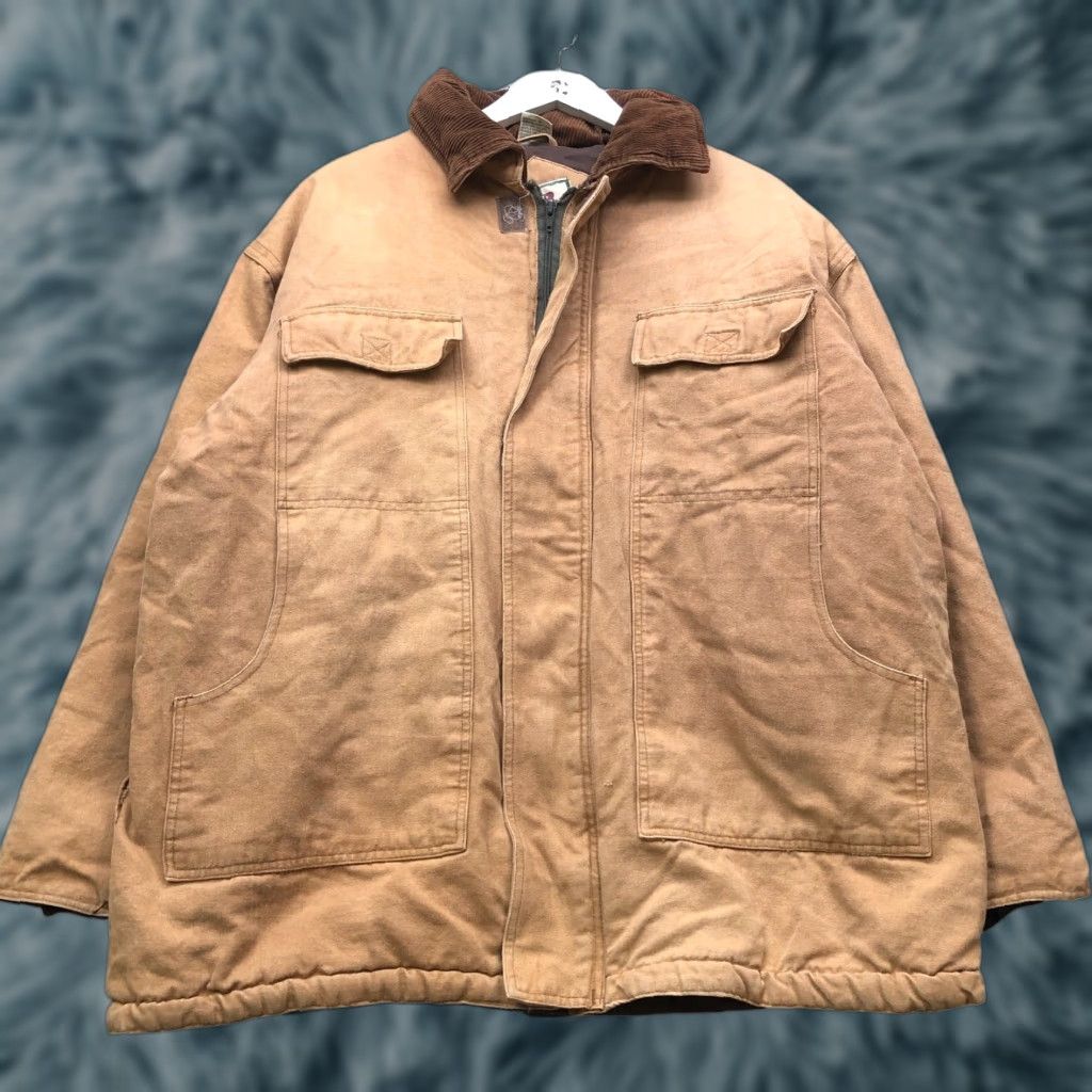Vintage VINTAGE Rugged Run Coat Mens XL Brown Duck Canvas Quilted Lined Full Zip Pockets Long Sleeve Barn Chore Coat Work Jacket Size US XL / EU 56 / 4 - 1 Thumbnail