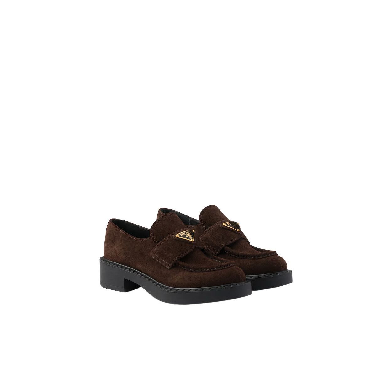 PRADA Chocolate $1200 Dark Brown Suede Loafers New And Authe