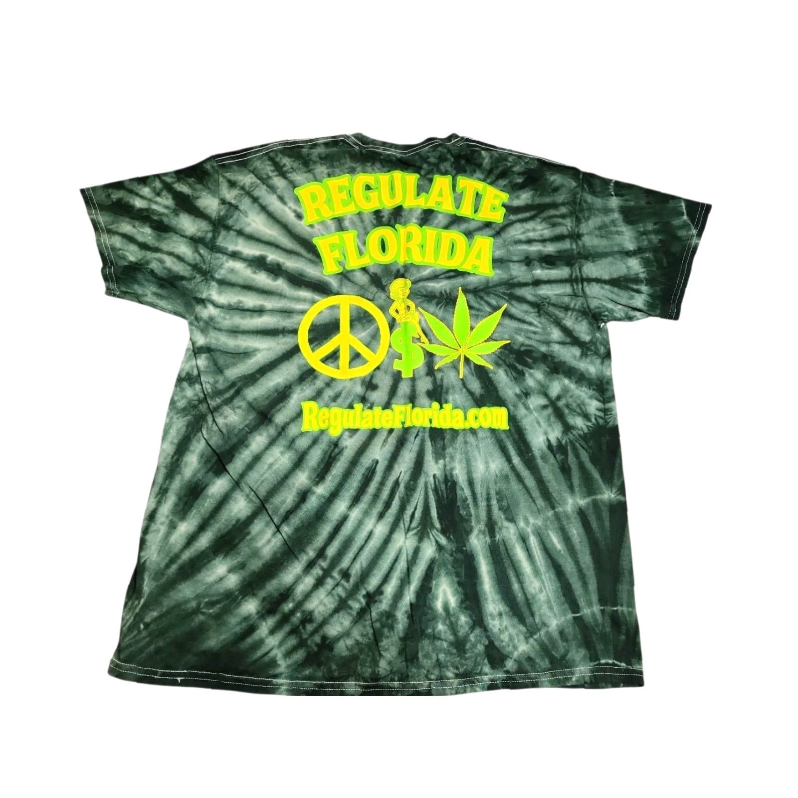 Gildan Vintage Gildan Sunshine Cannabis Regulate Florida Tie Dye T-Shirt Men XL Green Funny Size US XL / EU 56 / 4 - 2 Thumbnail