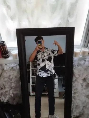 Other Hawaiian Shirt Men Fashion Flower Geometric Printed Shirt Size US XL / EU 56 / 4 - 3 Thumbnail