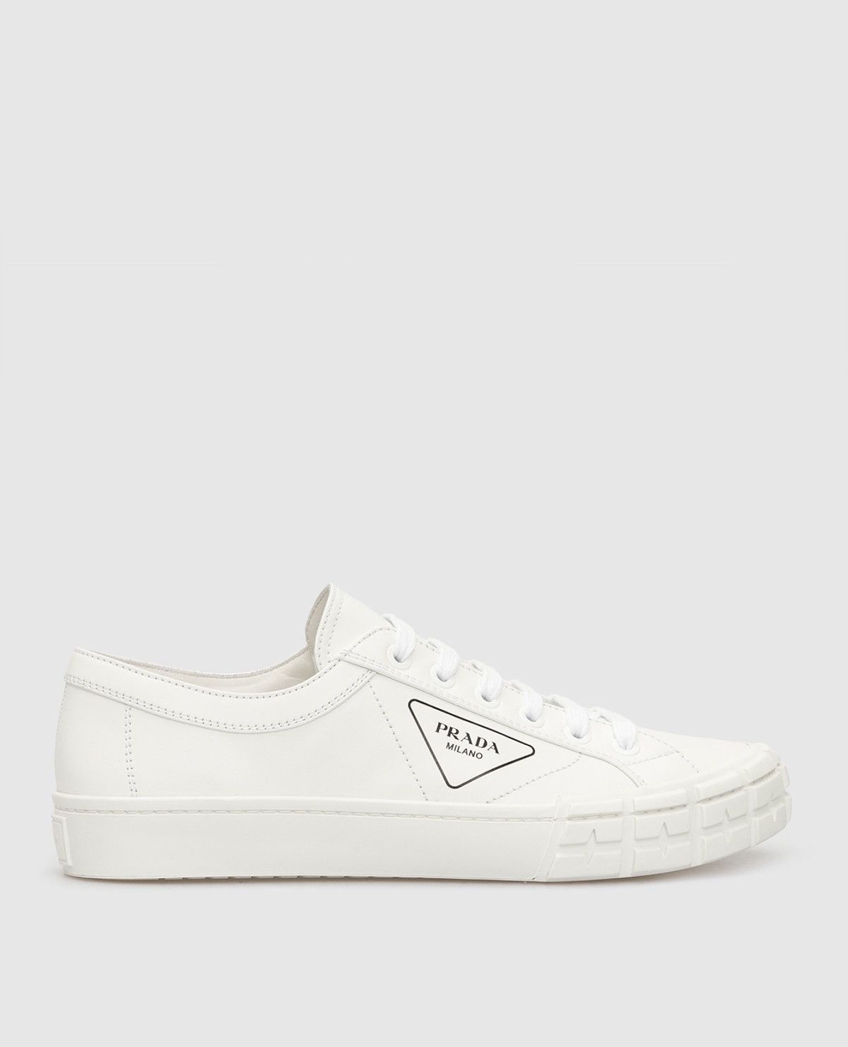 Prada Prada Cassetta Triangle Logo Low Top Sneakers White Leather Size US 11 / IT 41 - 3 Thumbnail