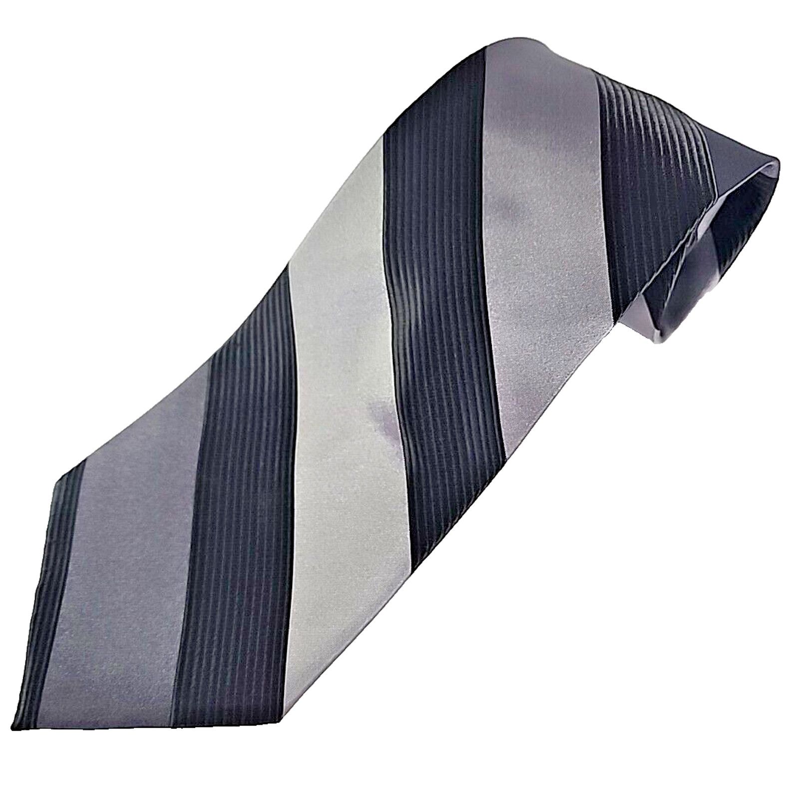 Vintage Adolfo Gray with Large Stripes Silk Necktie - Like New Size ONE SIZE - 1 Thumbnail
