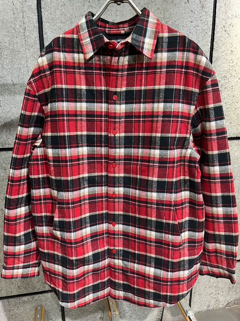 Balenciaga size 39 Checked cotton-padded jacket shirt jack