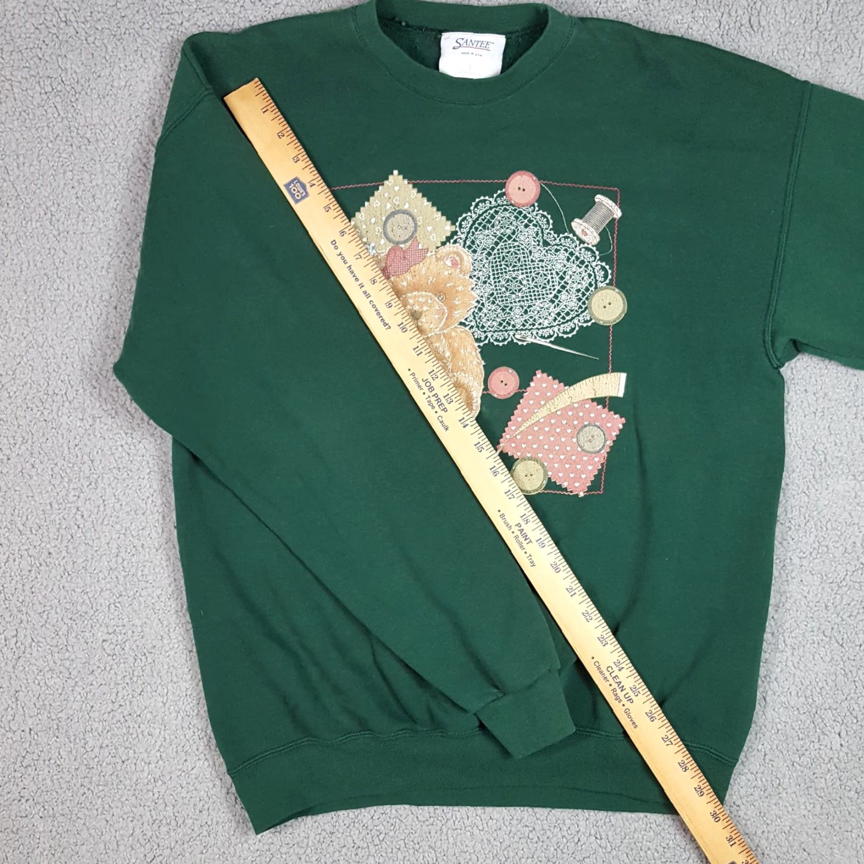 Vintage VINTAGE Teddy Bear 90s Sweatshirt L Green Pullover Crewneck Santee Unisex Adults - Size Large, 80s, Animal, Graphic Print, US Made Size US L / EU 52-54 / 3 - 4 Thumbnail