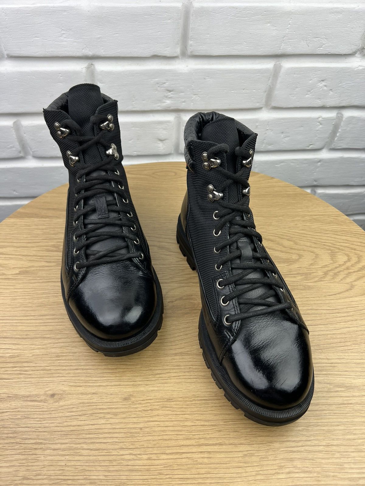Gucci GUCCI Boots Combat Leather Shoes Lace Up GG Monogram Web Size US 8 / EU 41 - 2 Thumbnail