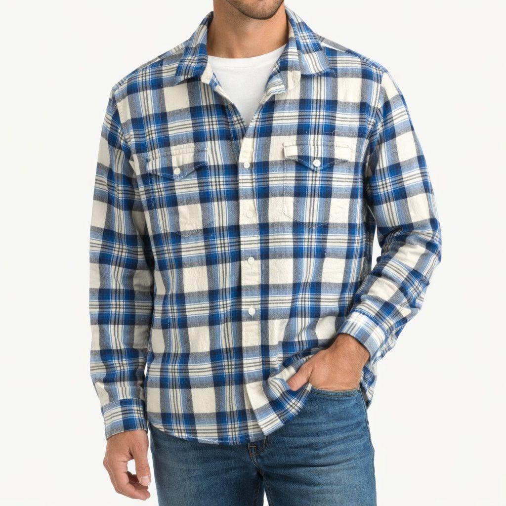 Wrangler Wrangler Flex Comfort Blue Plaid Button Down Shirt Men Large Size US L / EU 52-54 / 3 - 1 Thumbnail