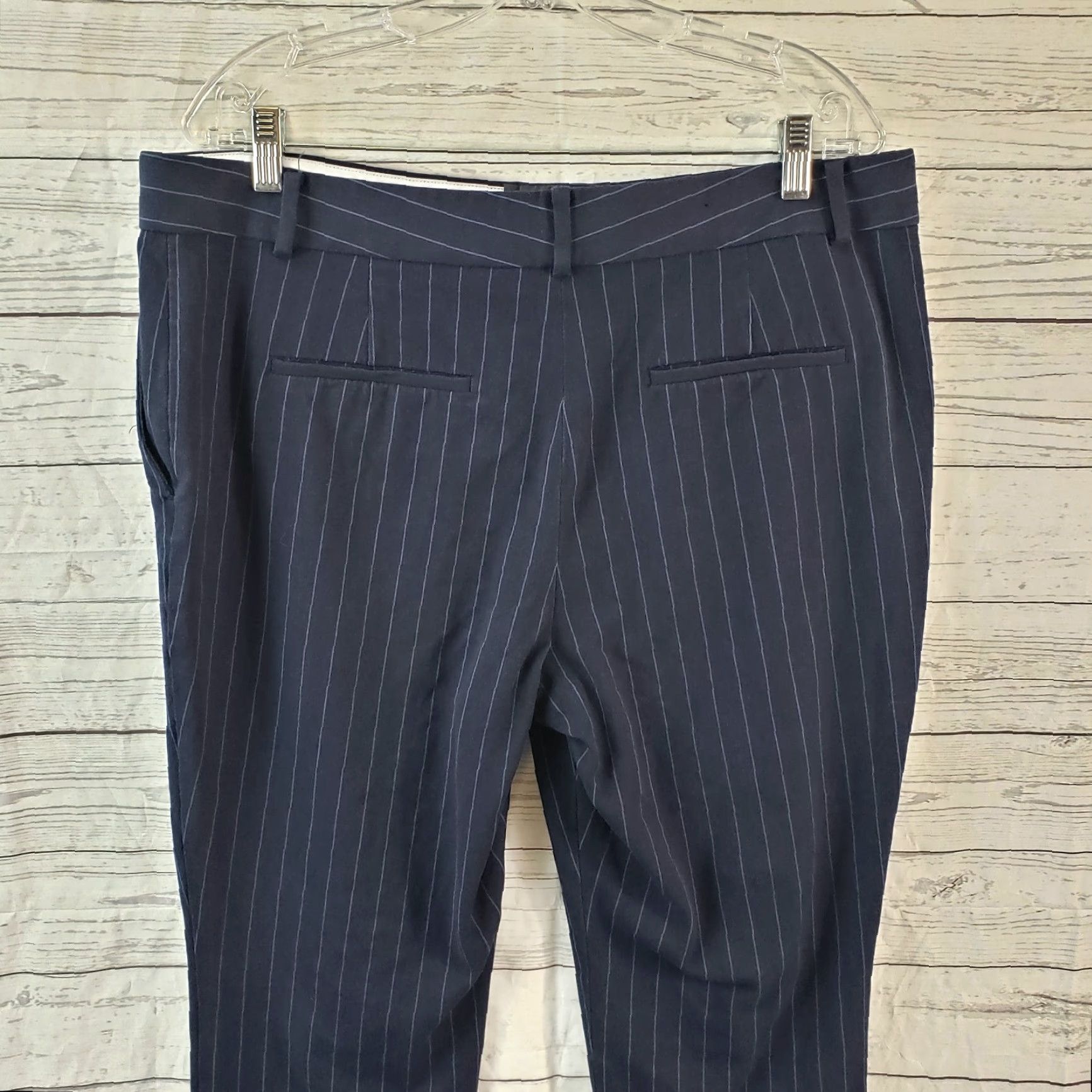 Ann Taylor Ann Taylor Womens Cropped Pants Sz 14 Blue Striped High Rise Pants Womens 14 Blue Striped Cropped Rise 11.5 Inseam 22 Greys? Size 36" / US 14 / IT 50 - 4 Thumbnail