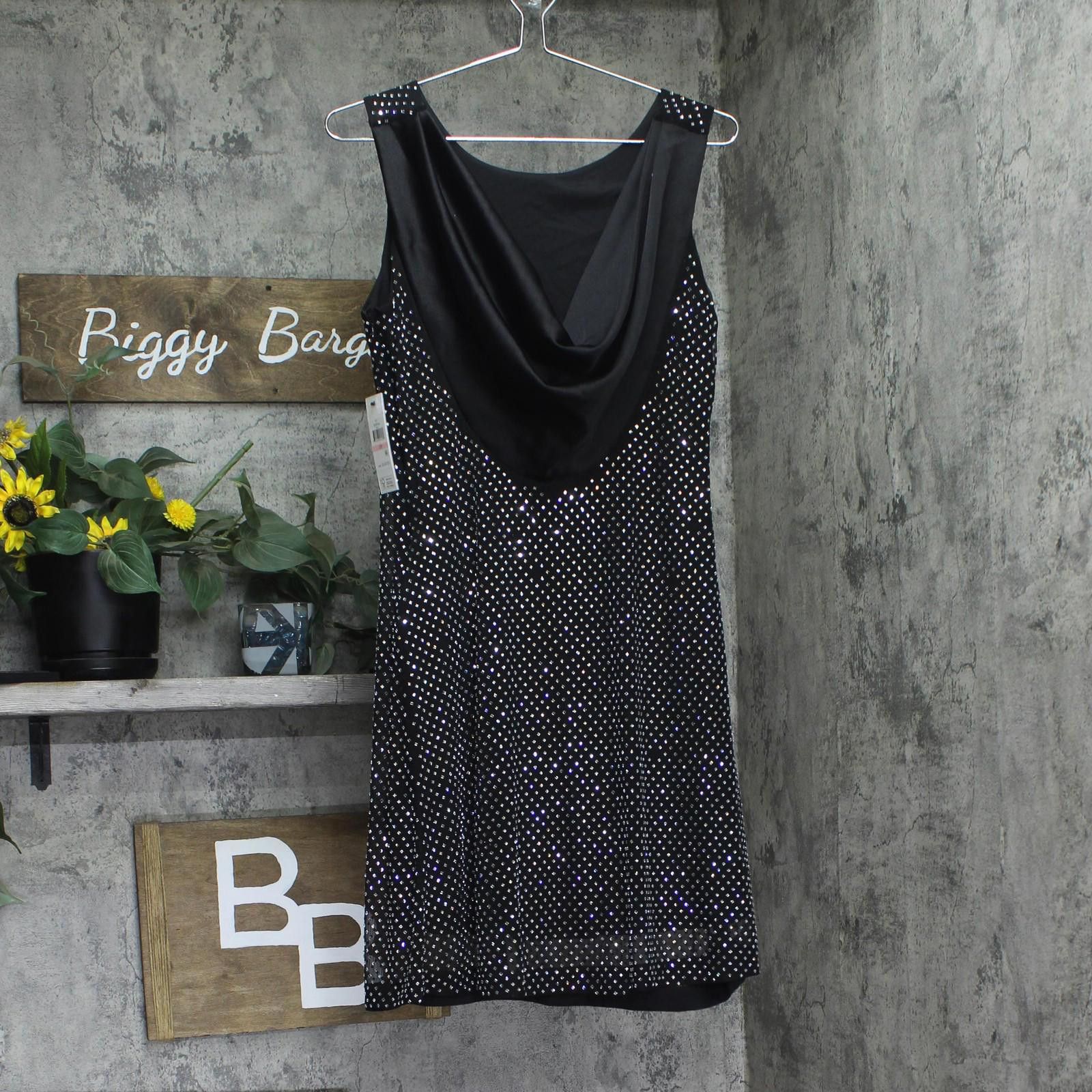 DKNY Dkny Sleeveless Cowl-back Dress Xd4ip44a Black / Silver 10p Size L / US 10 / IT 46 - 2 Thumbnail