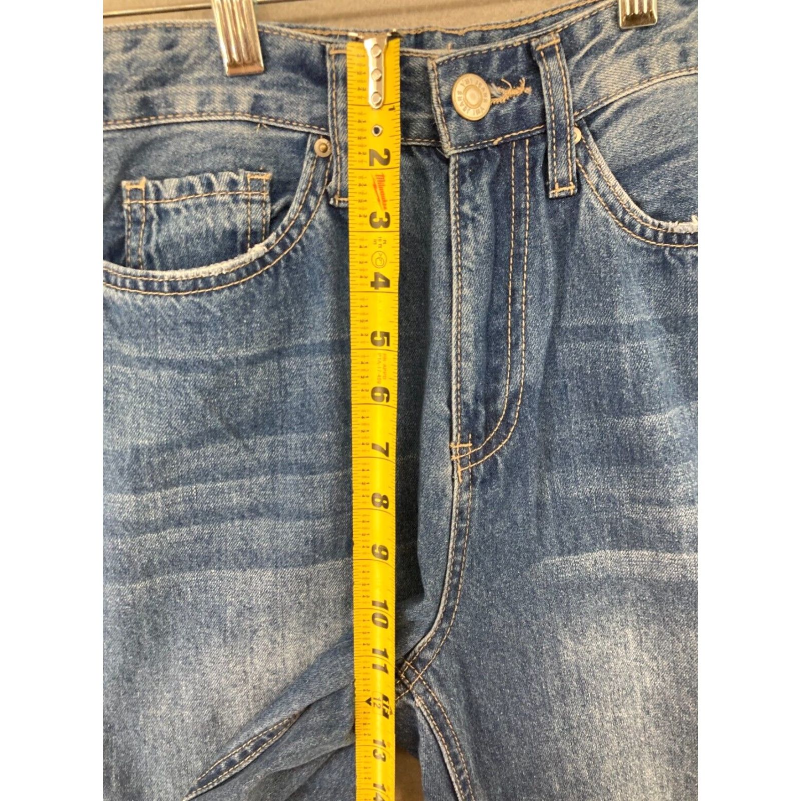 Denime YMI Womens Jeans 3/26 Blue Distressed Hi Rise Wide-Leg Denim 90s Regular Fit Size 26" / US 2 / IT 38 - 4 Thumbnail