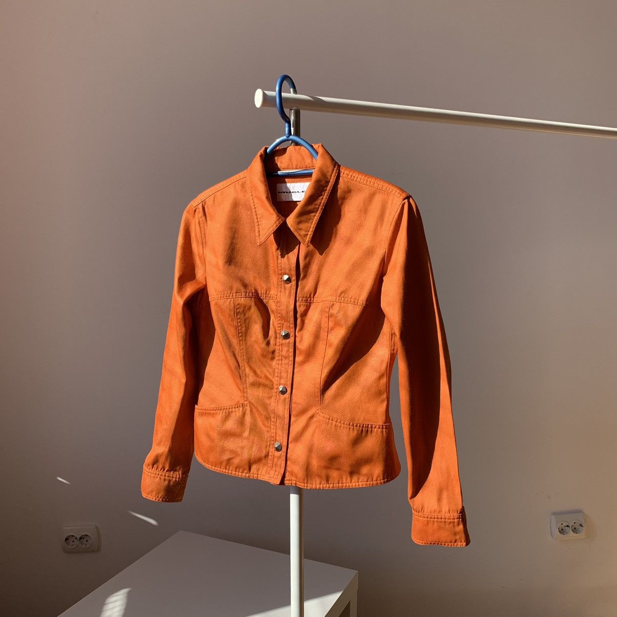 Mugler × Thierry Mugler × Vintage 2000`s Mugler Classic Collar Press-Stud Orange Jacket Size S / US 4 / IT 40 - 2 Thumbnail