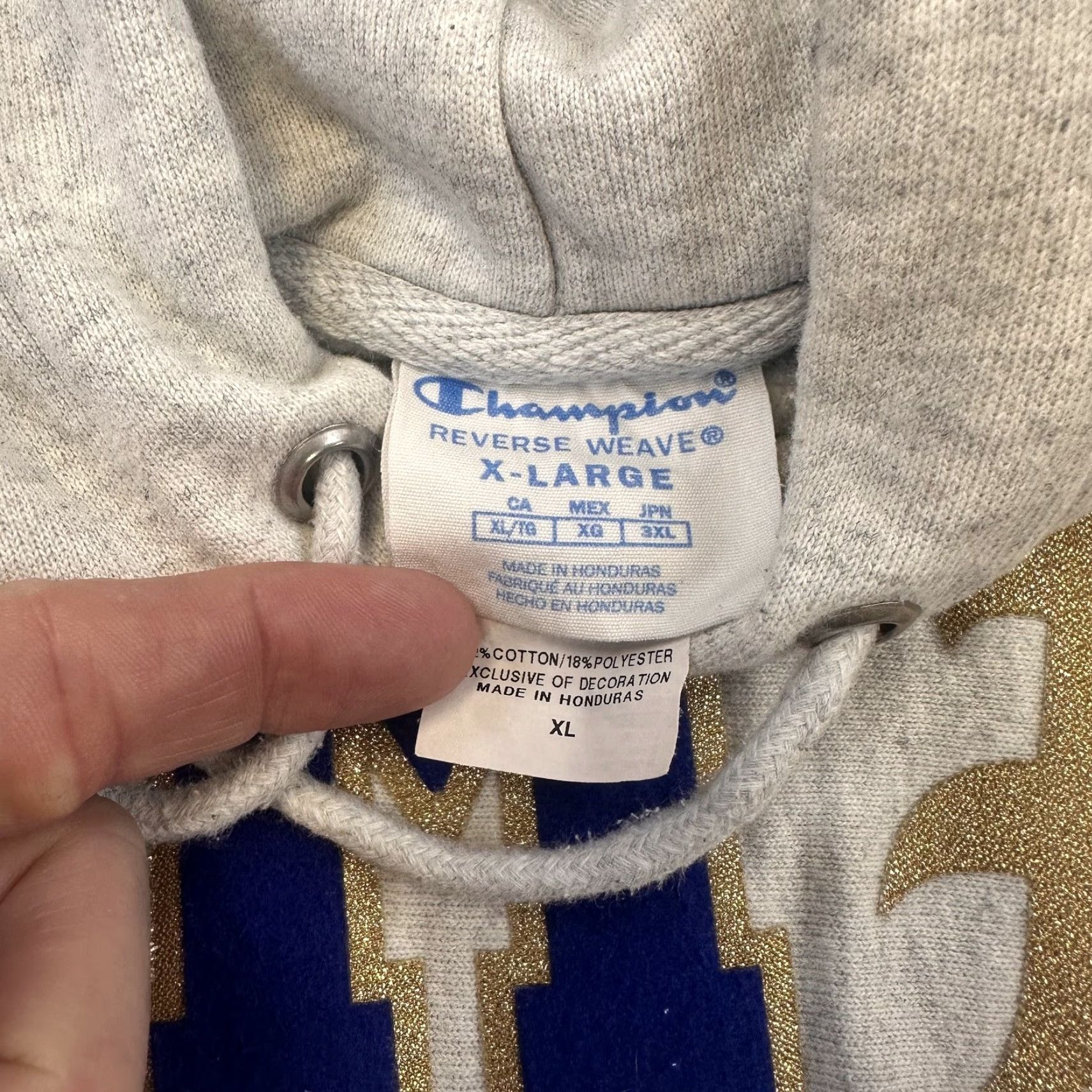 Champion Champion Hoodie Mens XL Gray College Spell Out Reverse Weave Pullover Sweatshirt Size US XL / EU 56 / 4 - 4 Thumbnail