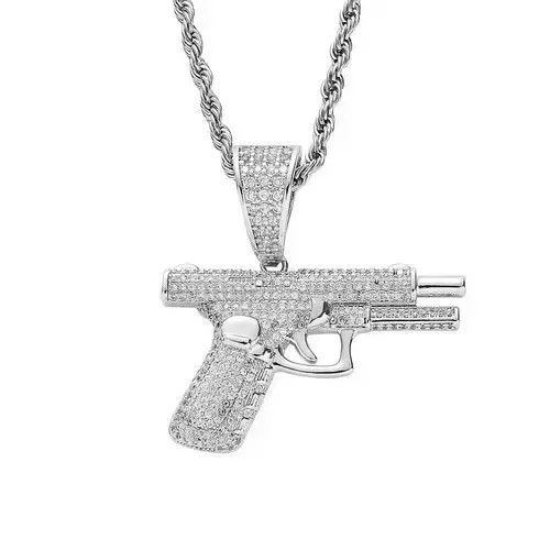 Other Iced Out Bling Pistol Pendant Necklace Size ONE SIZE - 1 Thumbnail