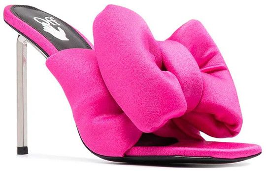 Off-White o1gr1nt0125 Lycra Bow High Allen Mules in Fuchsia Size US 6 / IT 36 - 3 Thumbnail