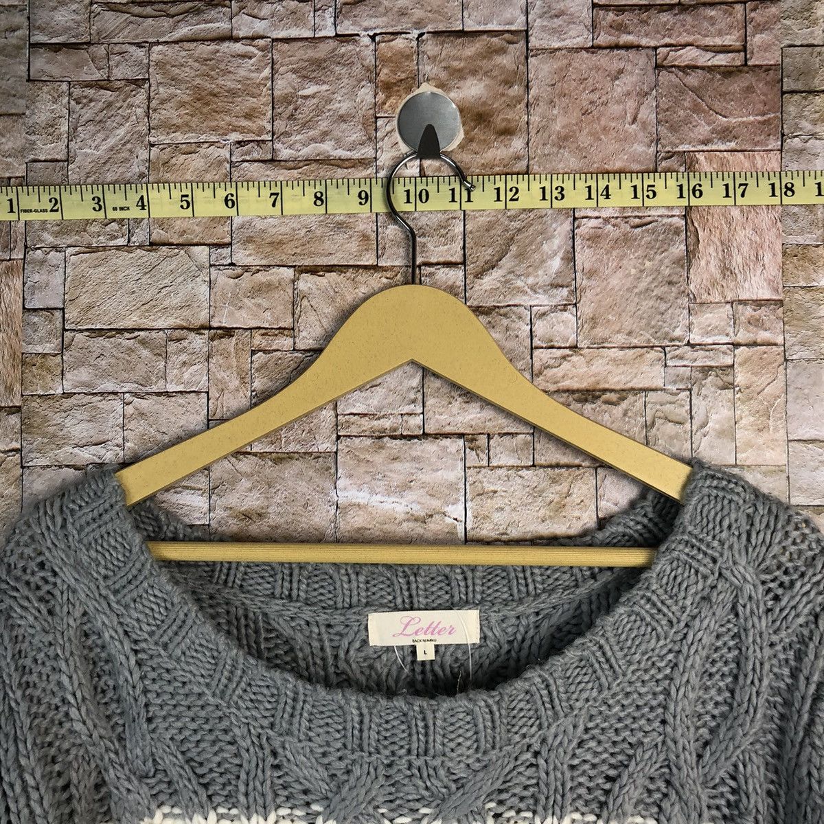 Homespun Knitwear Letter White Grey Knitwear #A393 Size M / US 6-8 / IT 42-44 - 4 Thumbnail