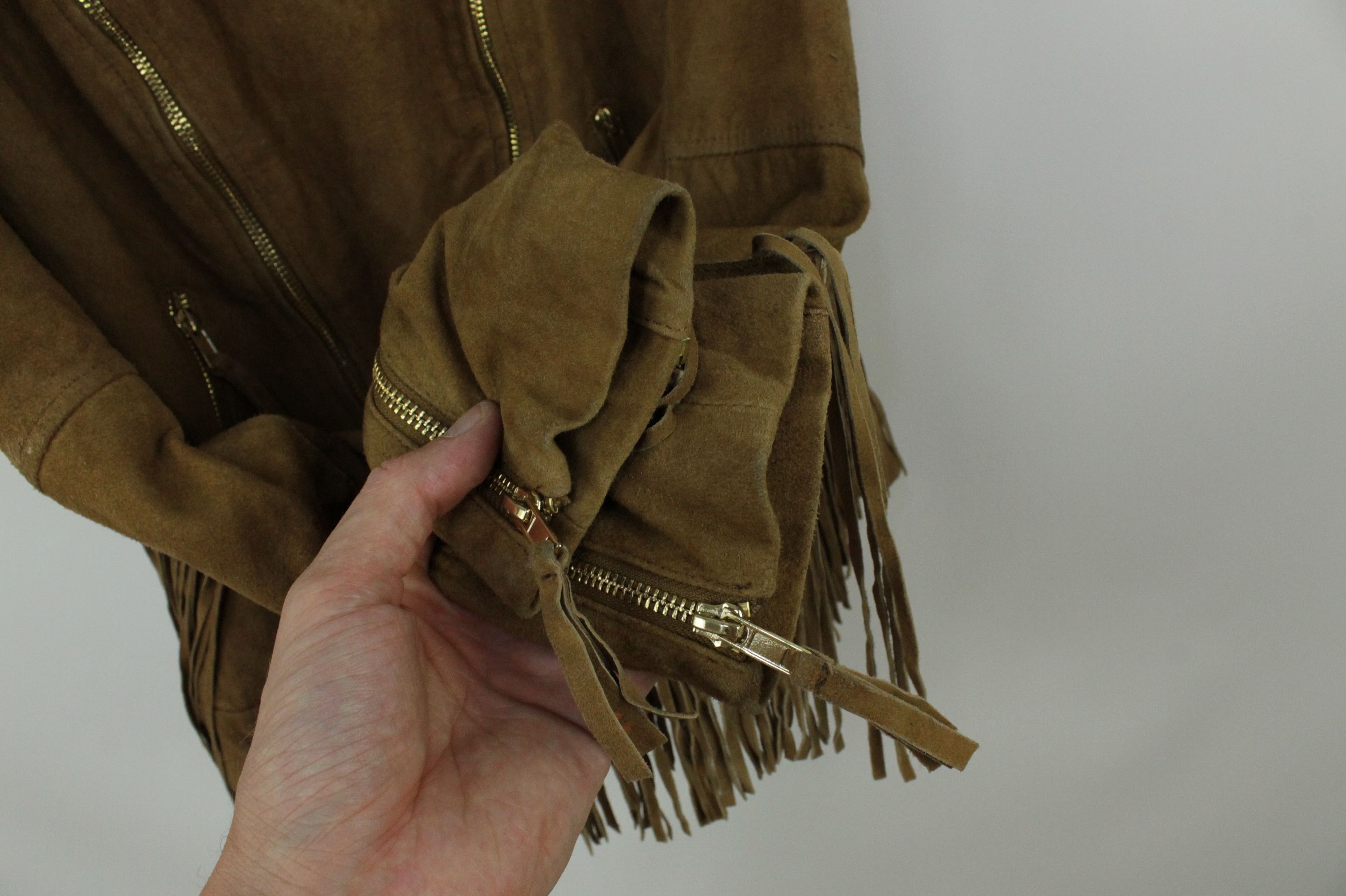 Gestuz Gestuz Fringe Biker Brown Goat Suede Women's Jacket Size XS / US 0-2 / IT 36-38 - 7 Thumbnail