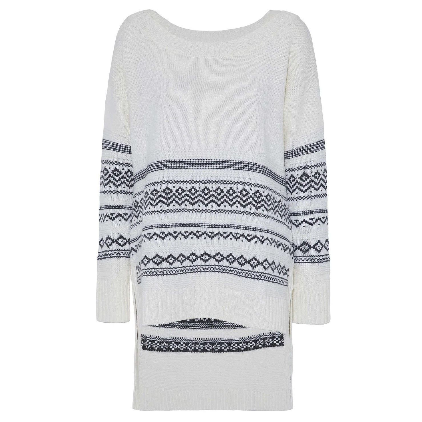 Splendid Asymmetric Intarsia-knit Cream Sweater MRSP $278 Size M / US 6-8 / IT 42-44 - 11 Thumbnail