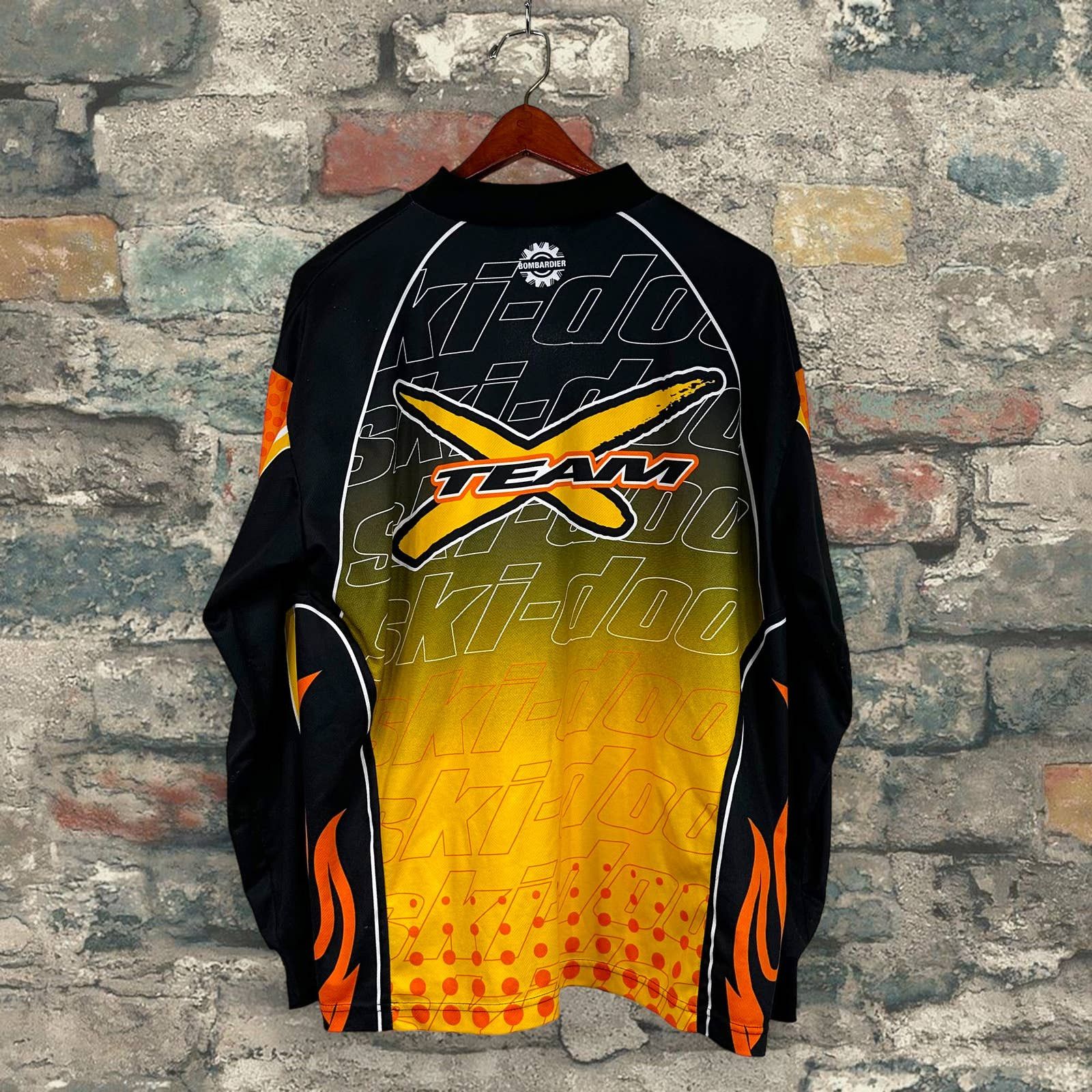 Japanese Brand Vintage Ski Doo Motocross Jersey Jet Black Orange Yellow 90s Size US L / EU 52-54 / 3 - 2 Thumbnail