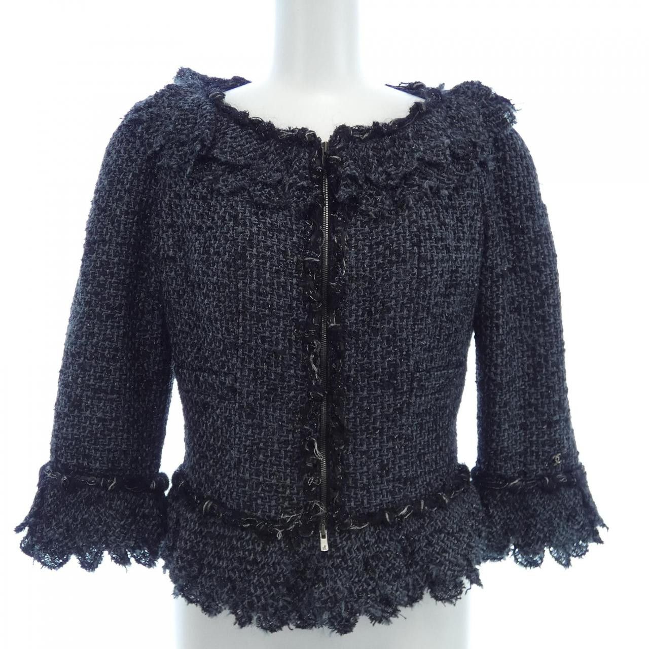 Chanel Chanel Chanel Collarless Jacket Textile Outerwear P28902V18105 06A DUTY FREE for USA Size ONE SIZE - 1 Thumbnail