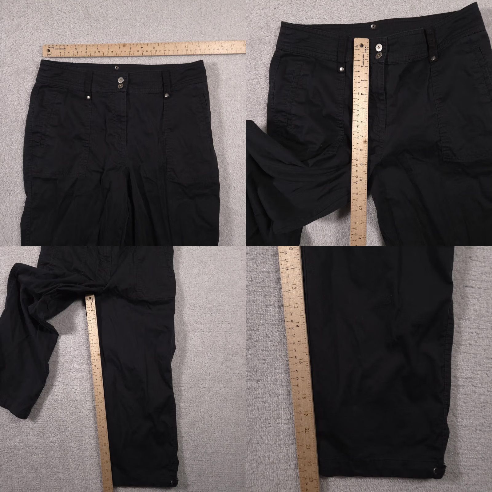 Vintage Chico's Pants Womens 1 Black Capri Cropped Utility Stretch Cotton Pockets Casual Size 25" / US 0 / IT 36 - 8 Thumbnail