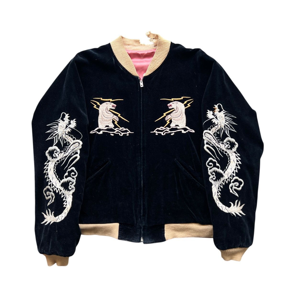 Tailor Toyo 🔥 RARE VINTAGE 50s STYLE ALASKA VELVET REVERSIBLE SUKAJAN Size US L / EU 52-54 / 3 - 9 Thumbnail