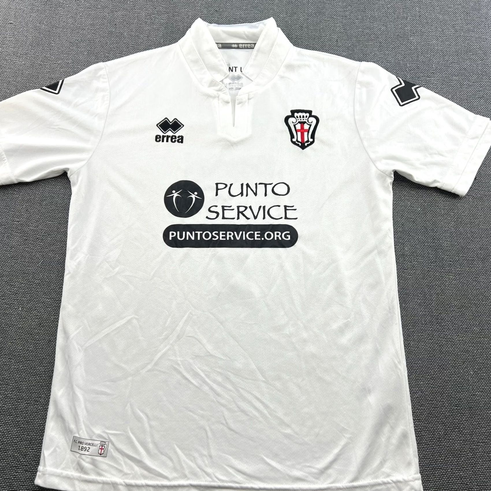 Errea Errea Pro Vercelli 2018-2019 Leonardo Merio #7 Home Mens Football Jersey L White Moisture Wicking Quick Dry Football Jersey Mens Size US L / EU 52-54 / 3 - 3 Thumbnail