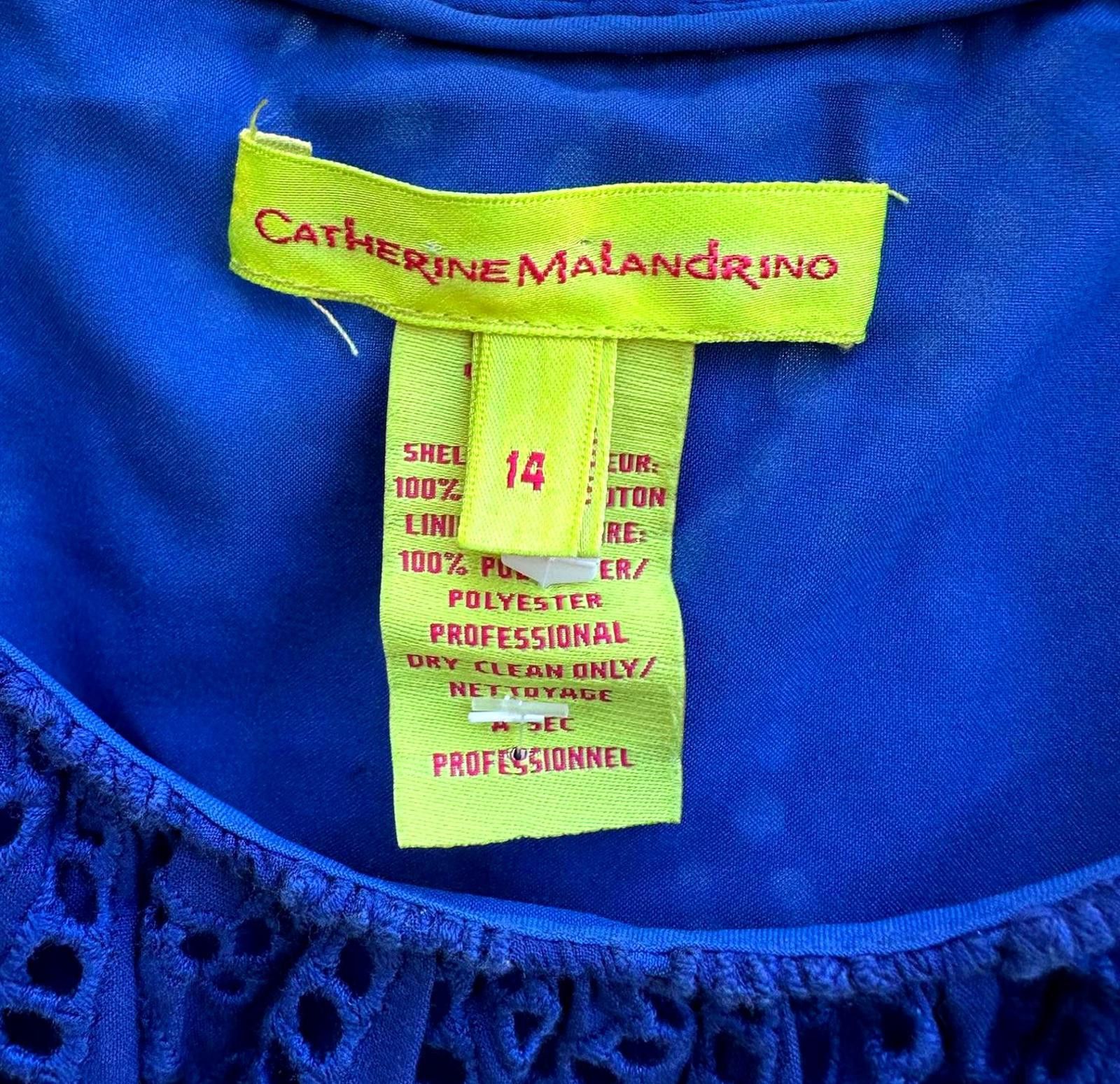 Designer Catherine Malandrino Women's Blue Eyelet Dress, Size 14 Size XL / US 12-14 / IT 48-50 - 3 Thumbnail