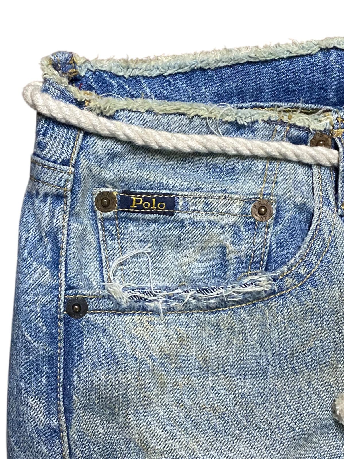Ralph Lauren Vintage Polo Ralph Laurent Shashiko Boro Lace up Belt Jeans Size US 32 / EU 48 - 15 Thumbnail