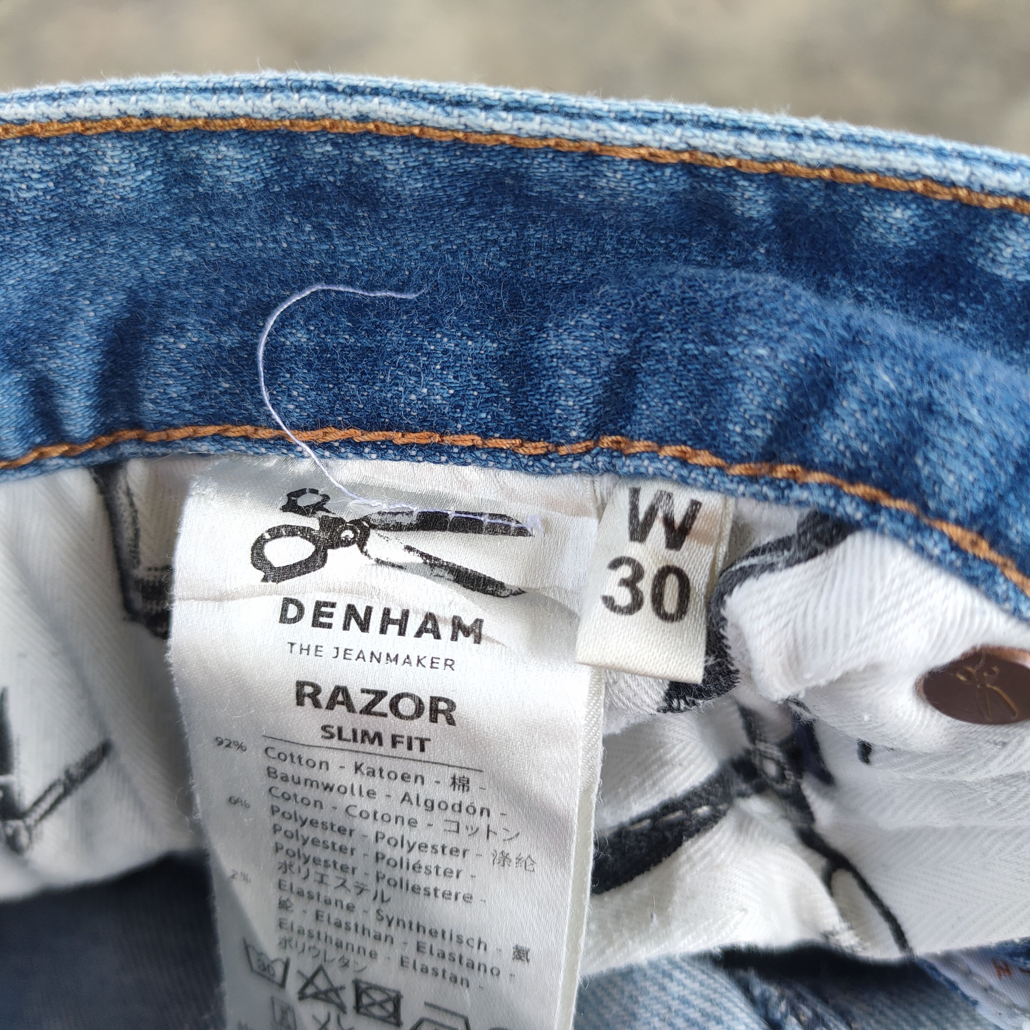 DENHAM VINTAGE DENHAM SKINNY BUTTON FLY FADED RIPPED JEANS PANTS Size US 31 - 17 Thumbnail