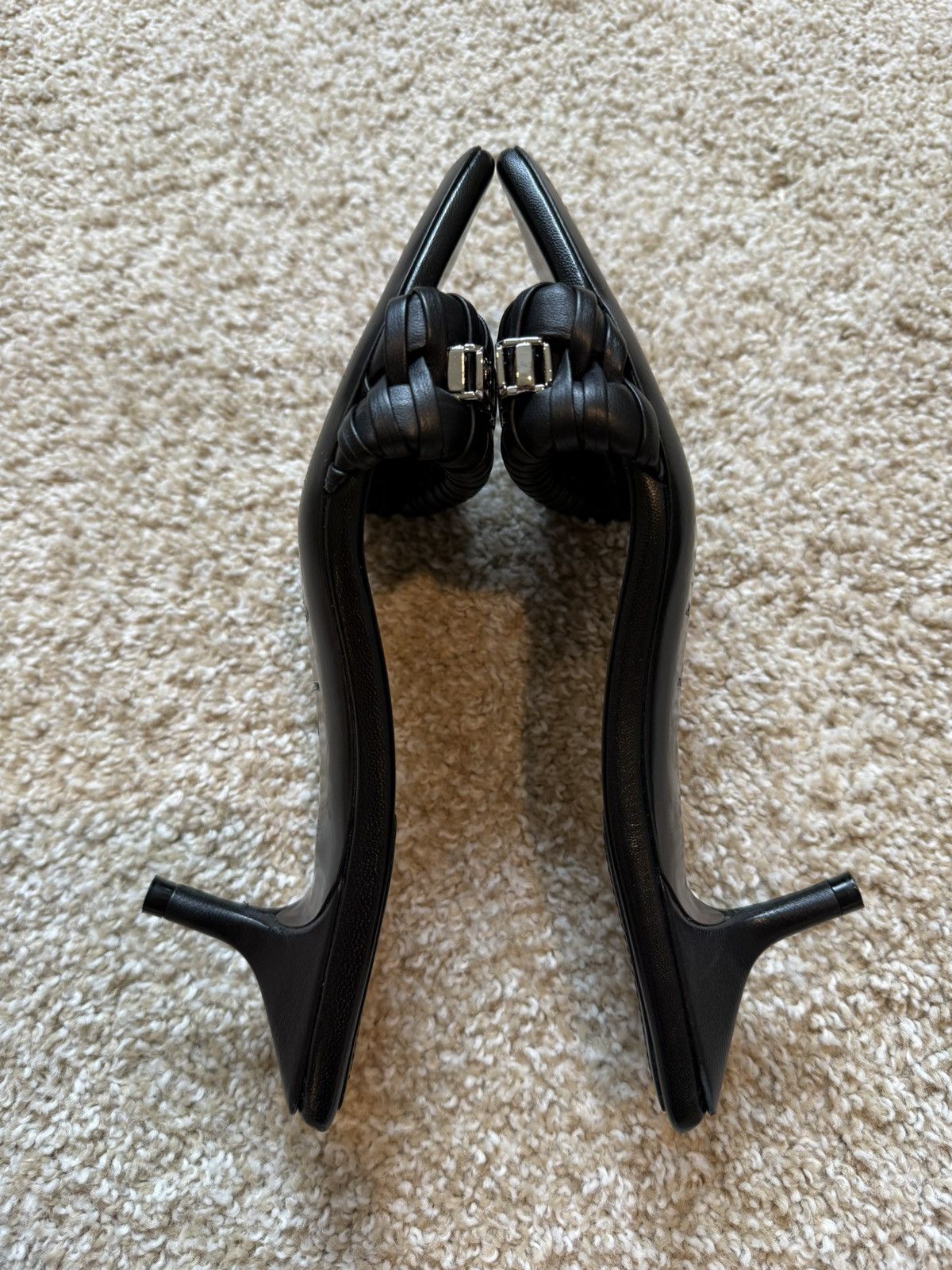 Givenchy G Woven Black Sandal Kitten Heel Size US 7 / IT 37 - 5 Thumbnail