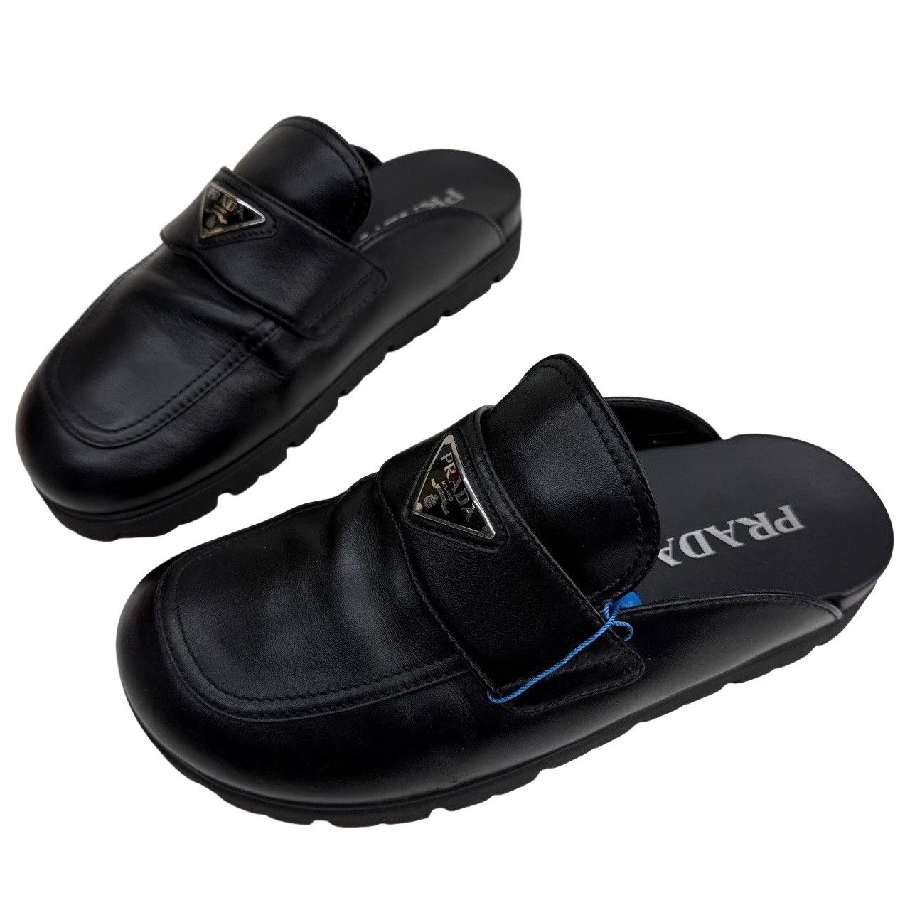 Prada Prada Metal Logo Leather Slip Ons Size 8 Size US 8 / EU 41 - 1 Thumbnail