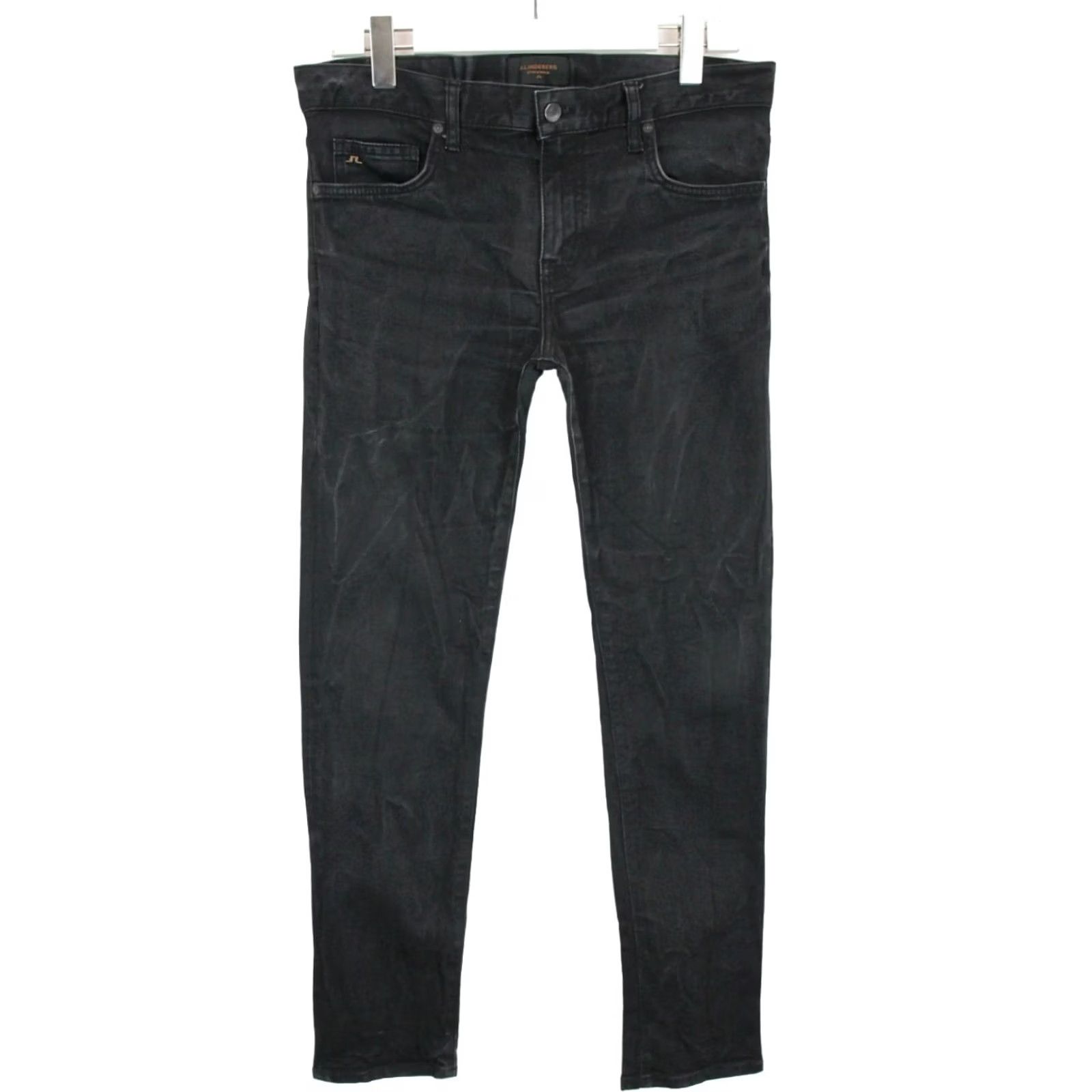 J.Lindeberg J. LINDEBERG Jay Ivy Black Jeans Slim Fit W33/L32 Mens Dark Stretch Whiskers Denim Casual Size US 33 - 2 Thumbnail
