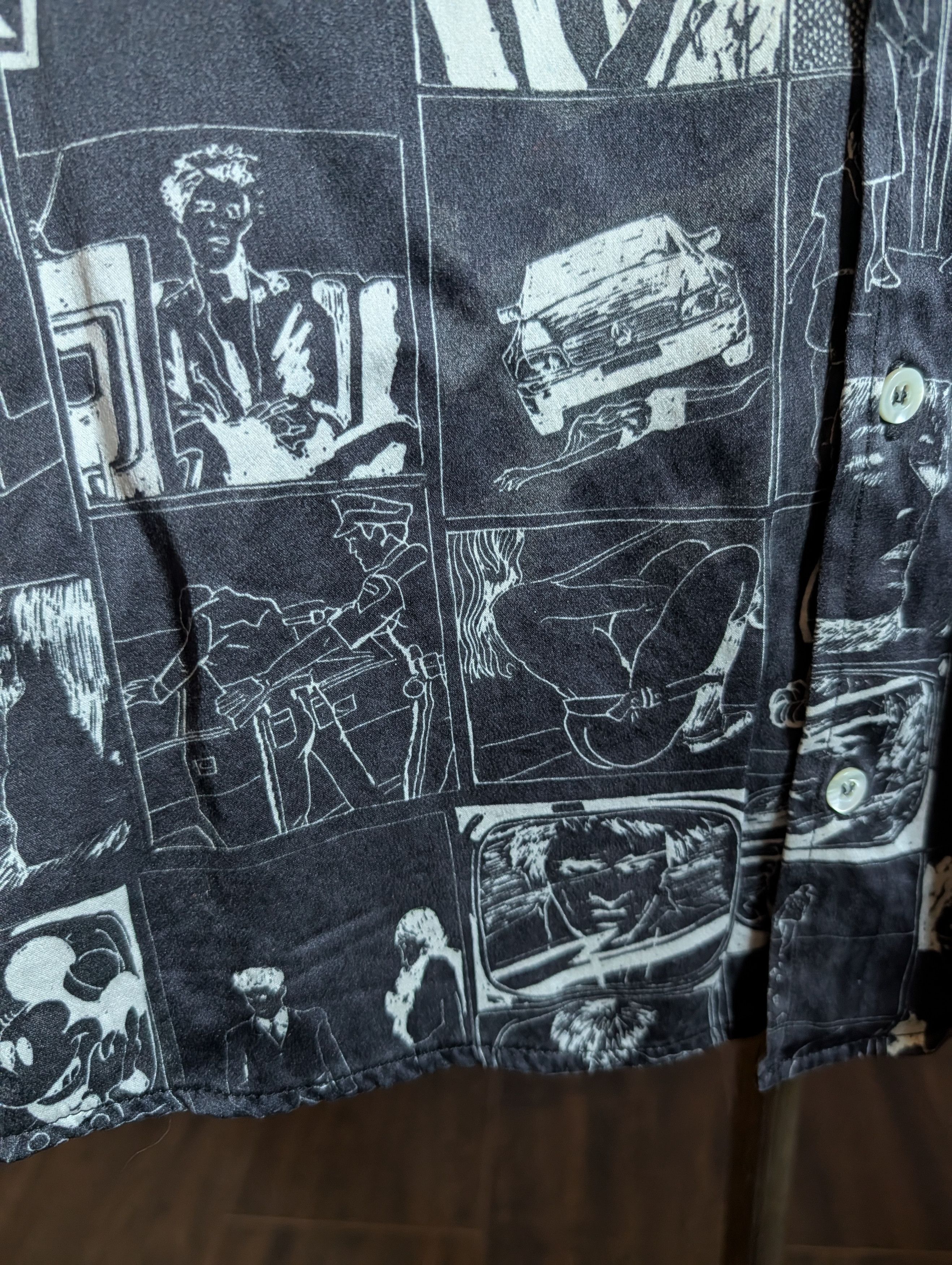 Enfants Riches Deprimes ICONIC Early 100% Thick Silk Comic Print B/W Shirt XS Size US XS / EU 42 / 0 - 6 Thumbnail