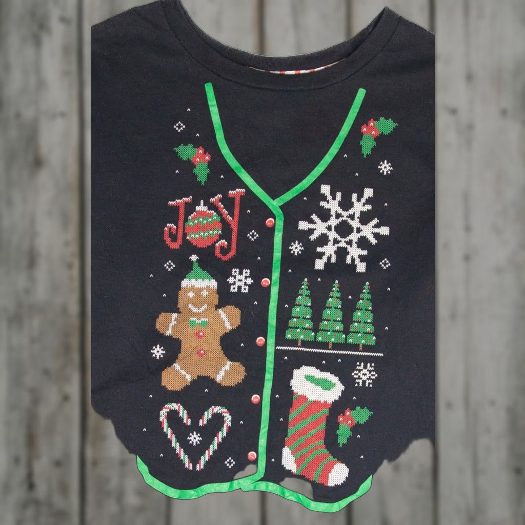 Vintage VINTAGE Holiday Time Cardigan Graphic Sweatshirt Shirt Mens XL Black Cotton Polyester Size XL / US 12-14 / IT 48-50 - 1 Thumbnail
