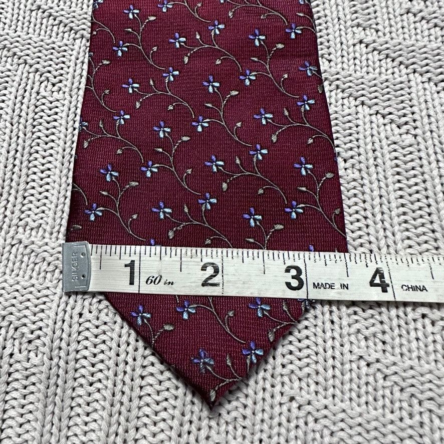 Barneys New York Barneys maroon floral motif silk tie Size ONE SIZE - 5 Thumbnail