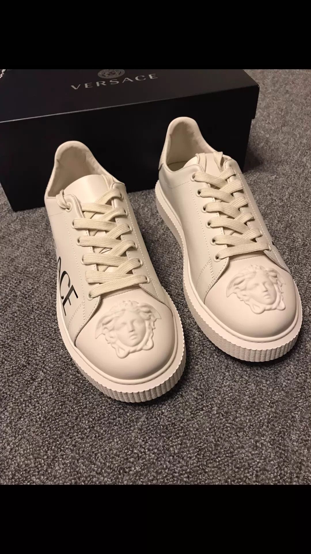 Versace VERSACE White Leather Platform 3D Medusa 42 O/S Size US 9 / EU 42 - 1 Thumbnail