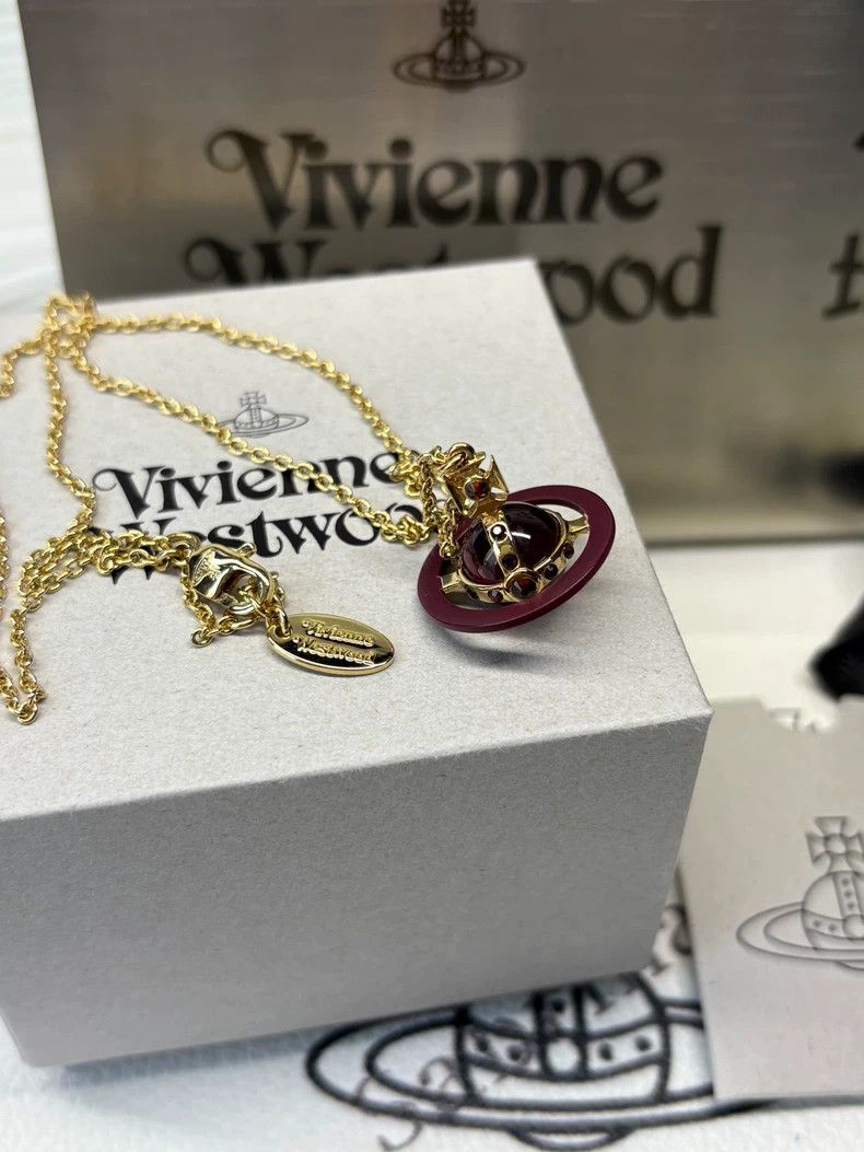 Vivienne Westwood Vivienne Westwood Orb-Medium Size Necklace with Wine Red/C Size ONE SIZE - 4 Thumbnail