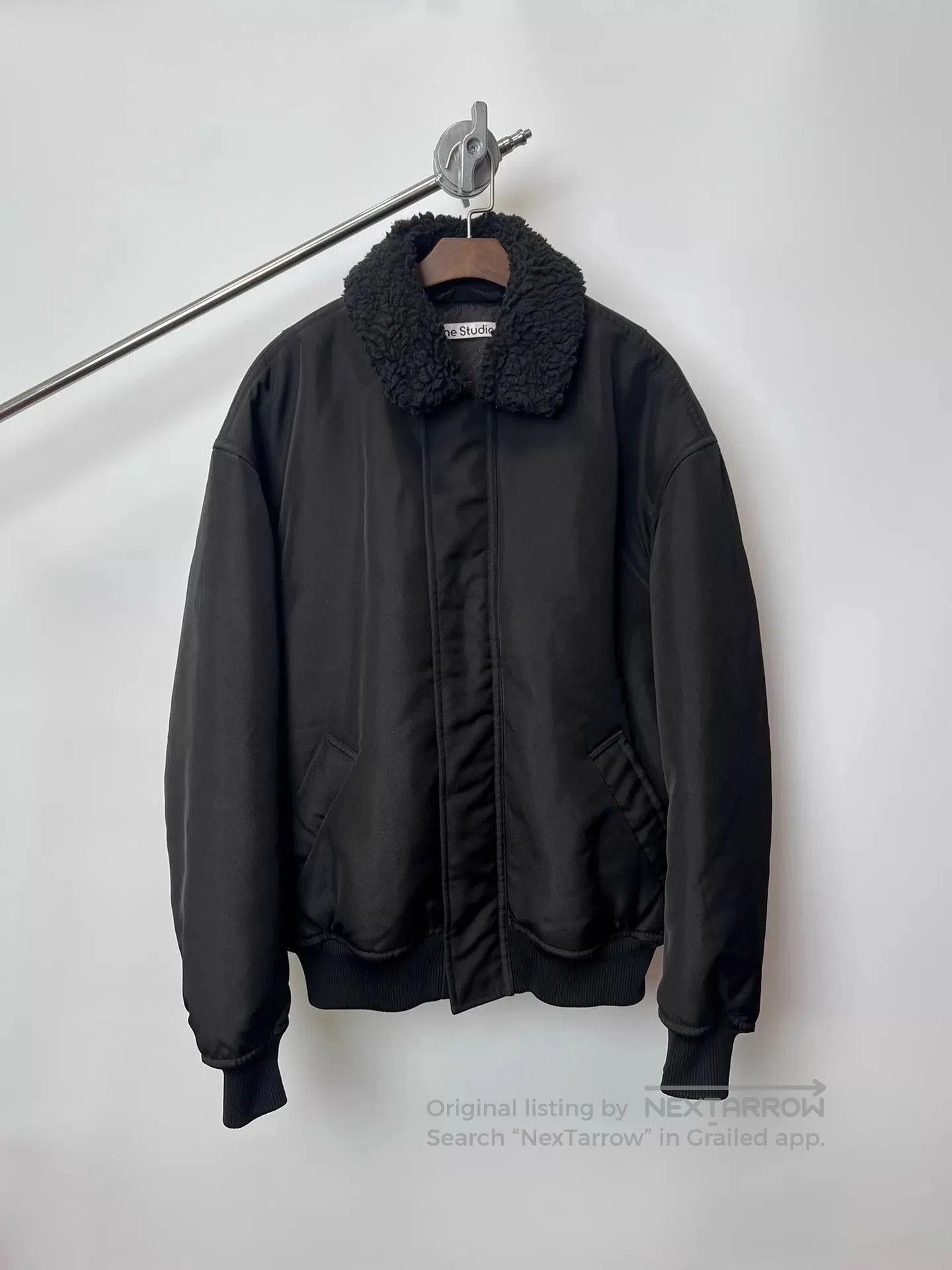 Acne Studios Black Fuzzy Collar Bomber Jacket Size L. Size US L / EU 52-54 / 3 - 1 Thumbnail