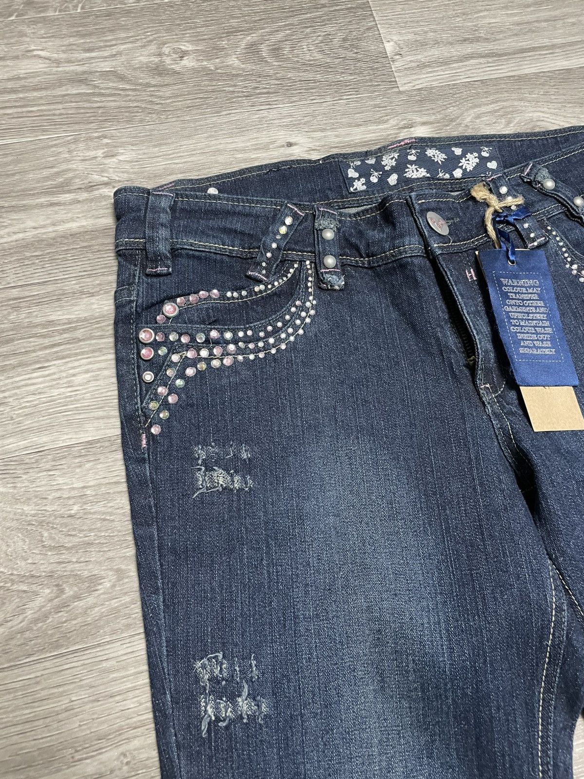 Japanese Brand New Boot Cut Rhinestones Denim Jeans Vintage Y2K 90s Punk Size 38" / US 16 / IT 52 - 7 Thumbnail