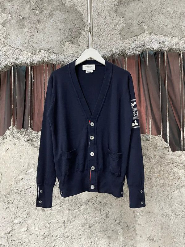 Thom Browne Thom Browne Blue Long Sleeve Cardigan for Men 0089 Size US M / EU 48-50 / 2 - 1 Thumbnail