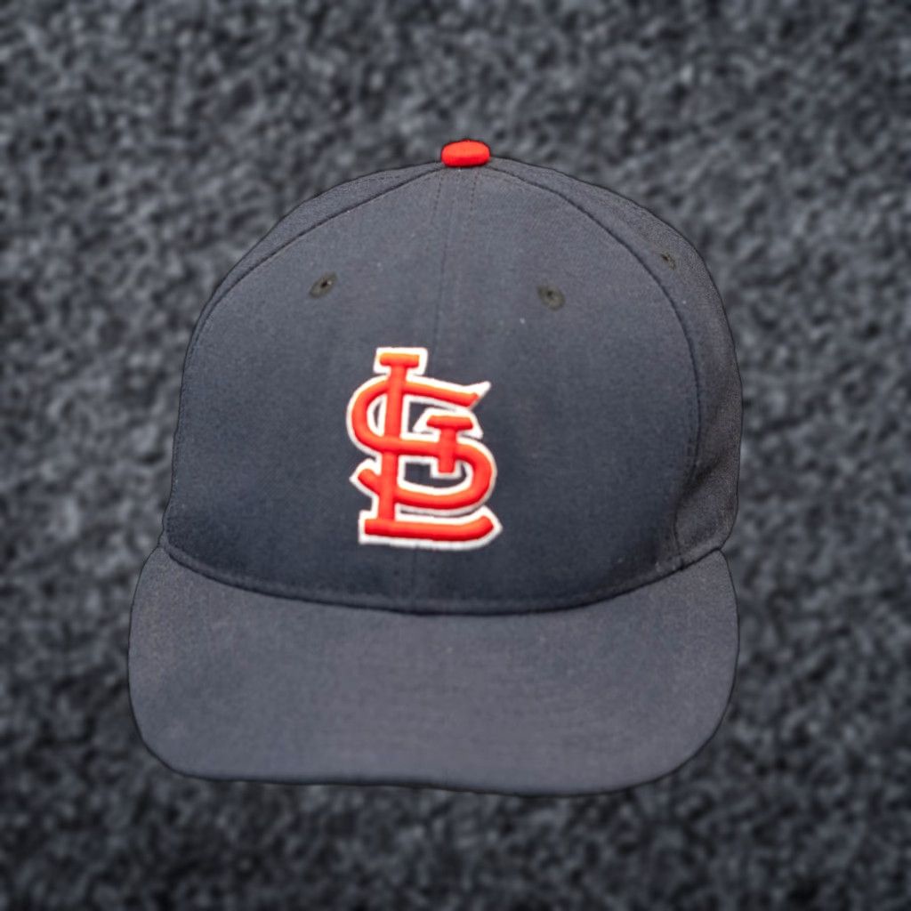 New Era VINTAGE New Era St. Louis Cardinals MLB Fitted Hat Cap 7 1/4 Twill Made in USA Blue Baseball Cap Mens Size ONE SIZE - 1 Thumbnail
