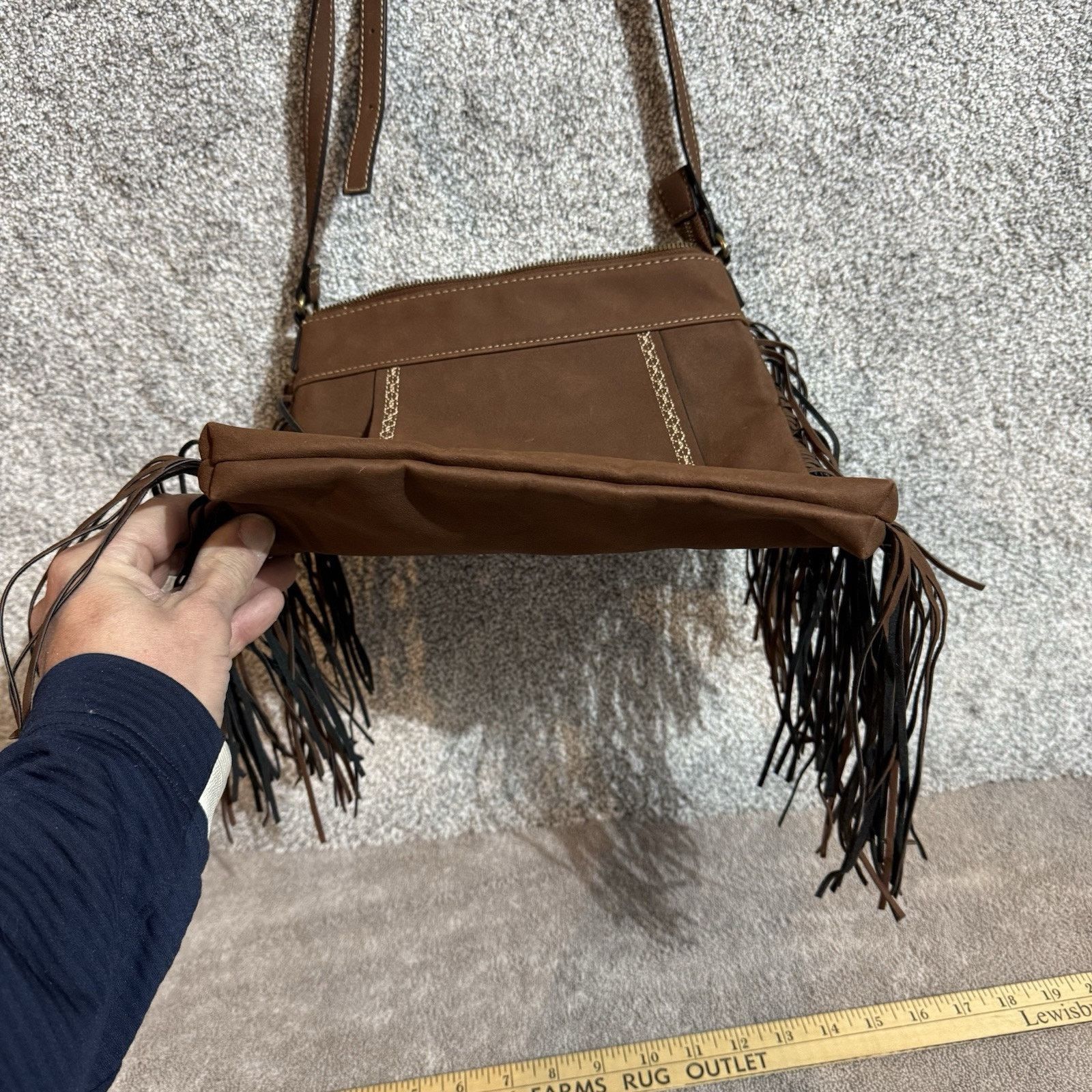 Other Fringe Crossbody Bag Boho Western Faux Suede Hippie Festival Size ONE SIZE - 12 Thumbnail