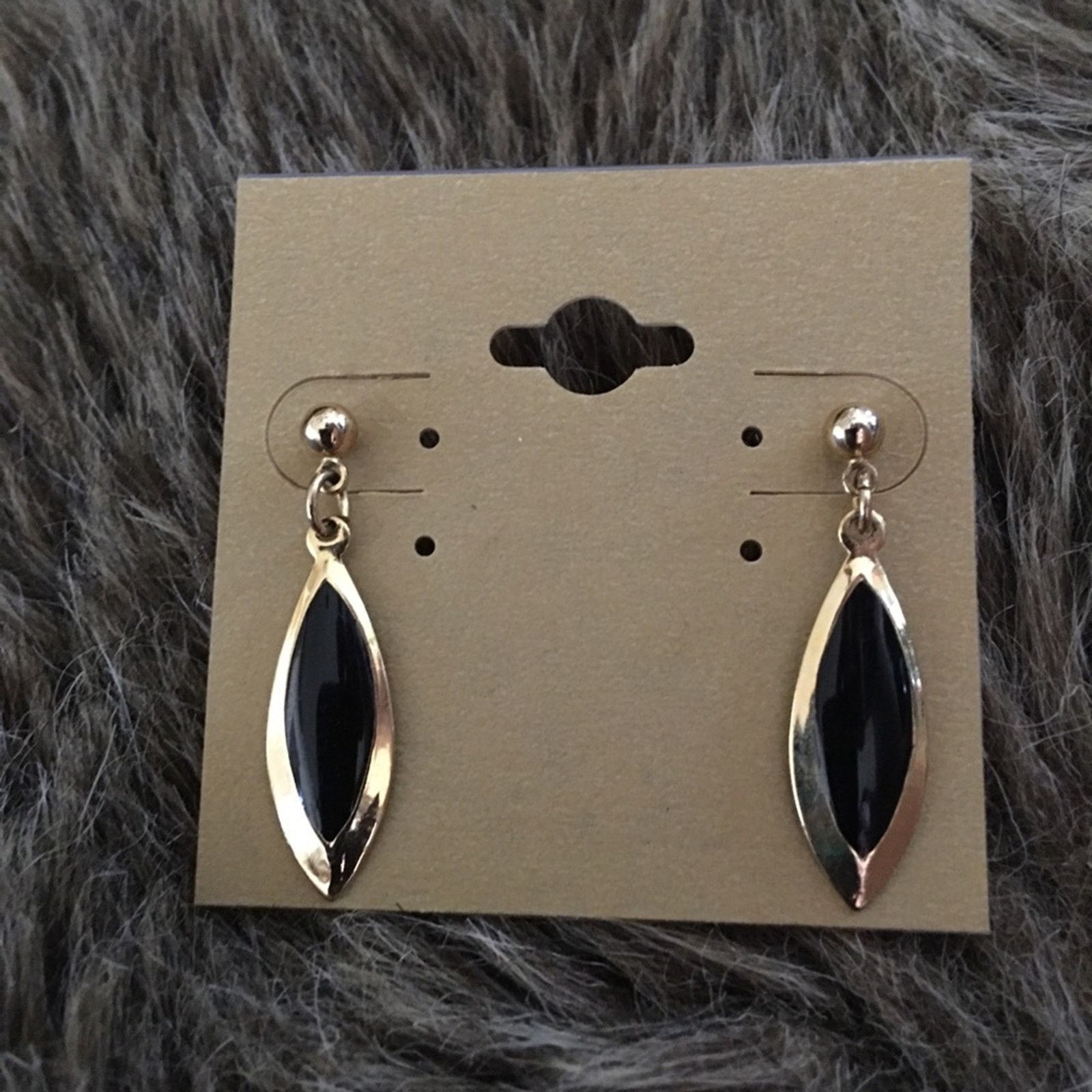 Vintage Vintage elegant gold & black enamel drop earrings Size ONE SIZE - 2 Thumbnail