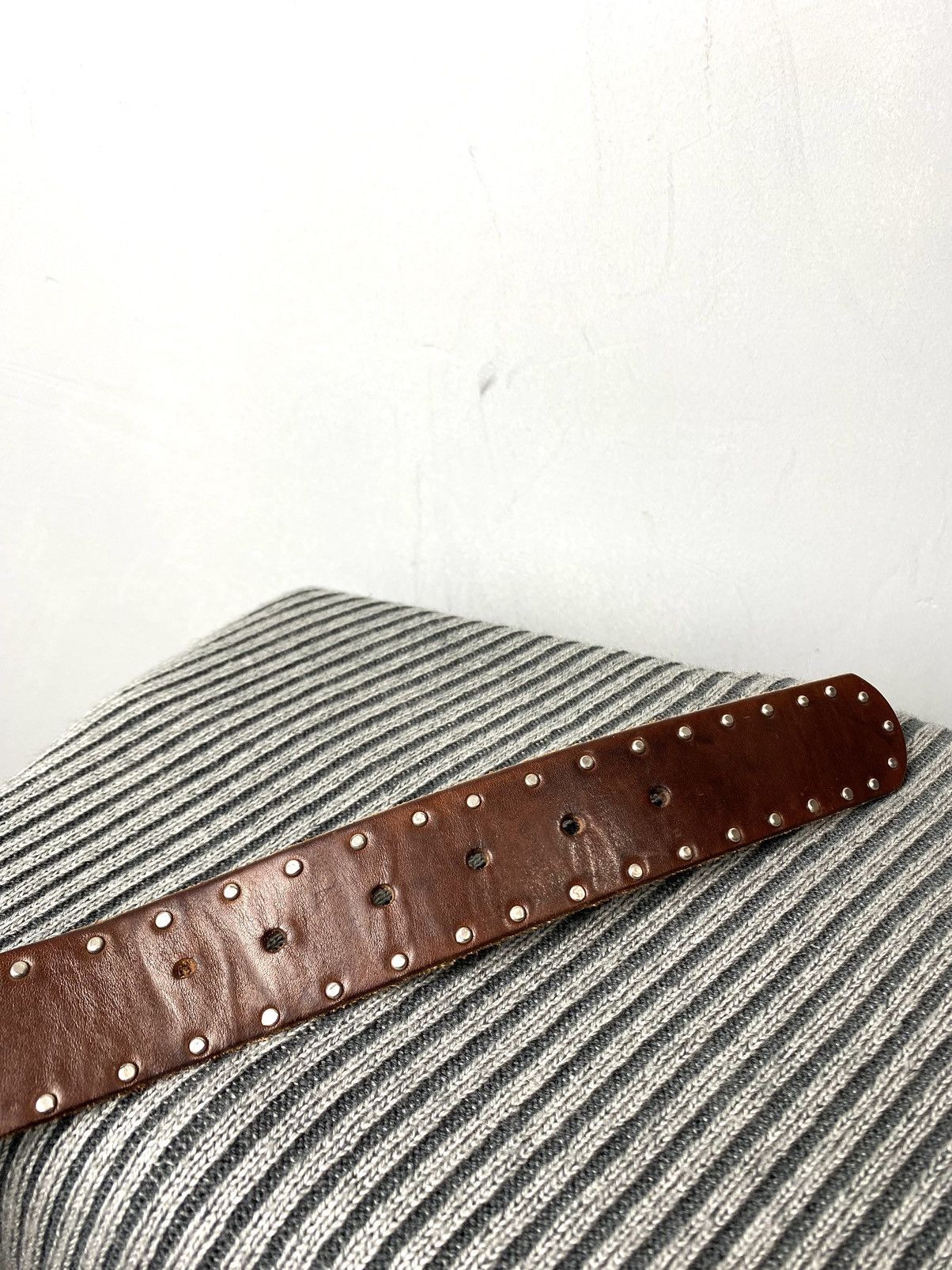 Cowboy Equipment Rare! Vintage Metal Leather Belt Western Cowboy Style Texas Size ONE SIZE - 8 Thumbnail