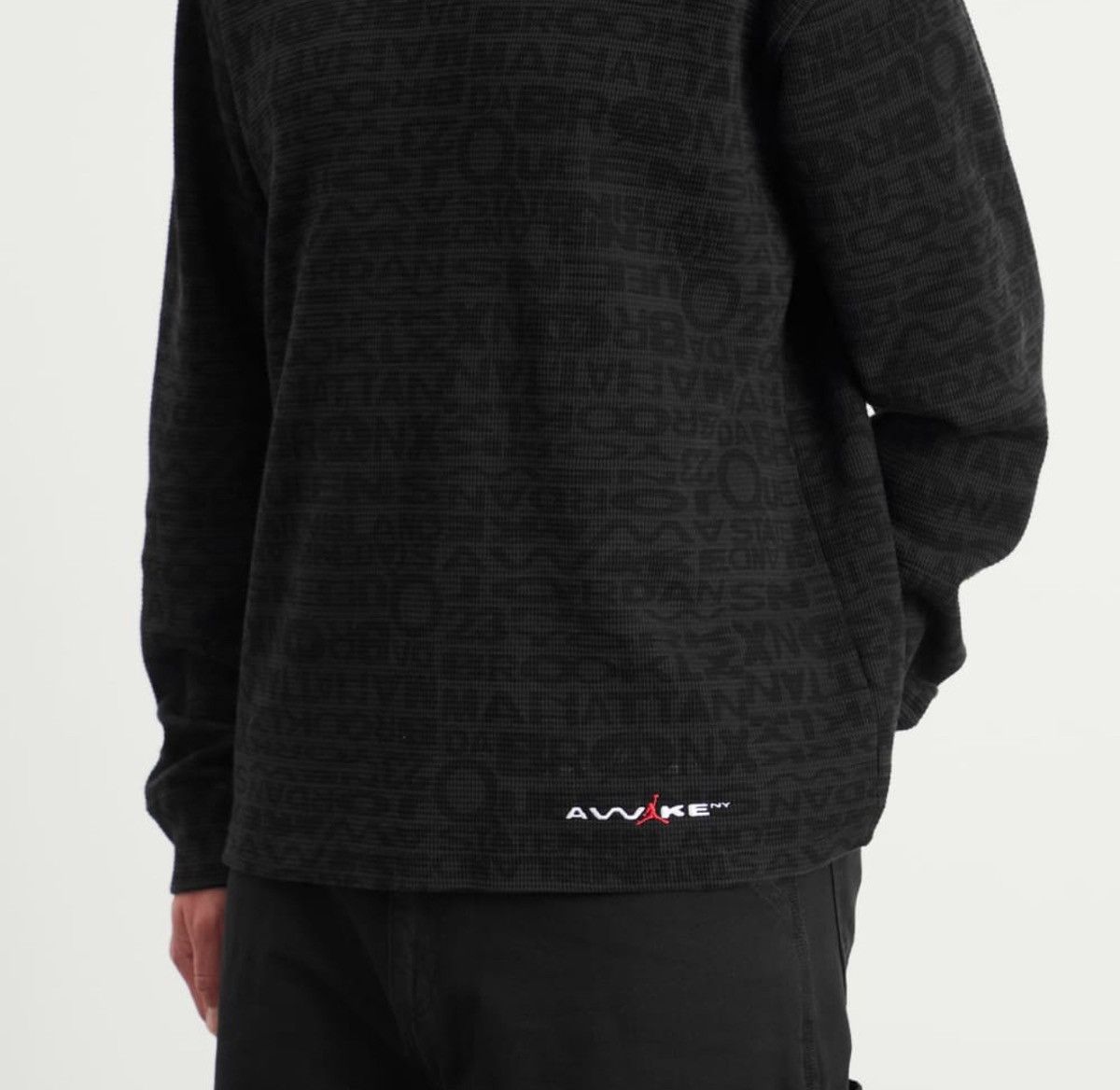 Awake NY × Jordan Brand AWAKE NY X JORDAN THERMAL L/S CREW "BORO" BLACK Waffle Knit Size US XL / EU 56 / 4 - 5 Thumbnail