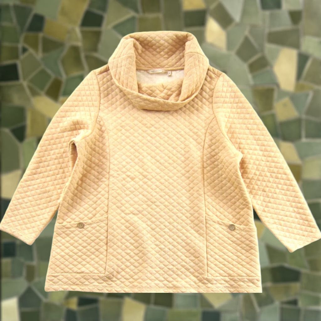 Soft Surroundings NWT Soft Surroundings Yellow Pocket Cowl Neck Quilted Shelby Top Sweater 2X Women Vintage No Size XXL / US 16-18 / IT 52-54 - 1 Thumbnail