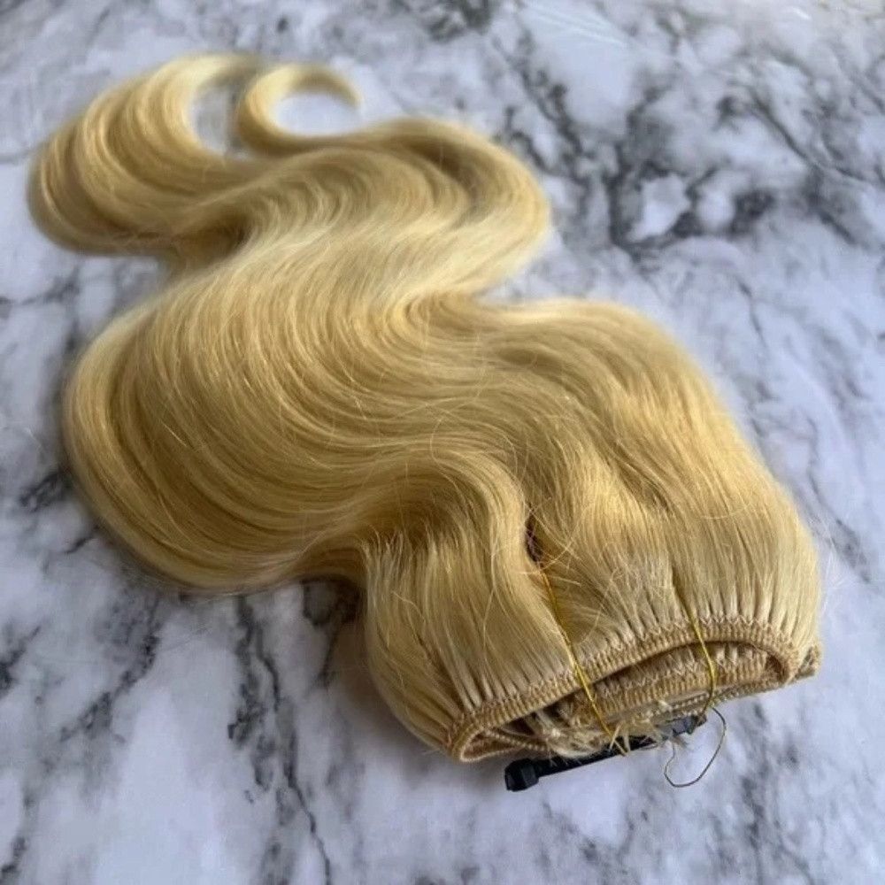 Other 12 Inch light Blonde #613 body Wave 100% Human hair Clip i Size ONE SIZE - 5 Thumbnail