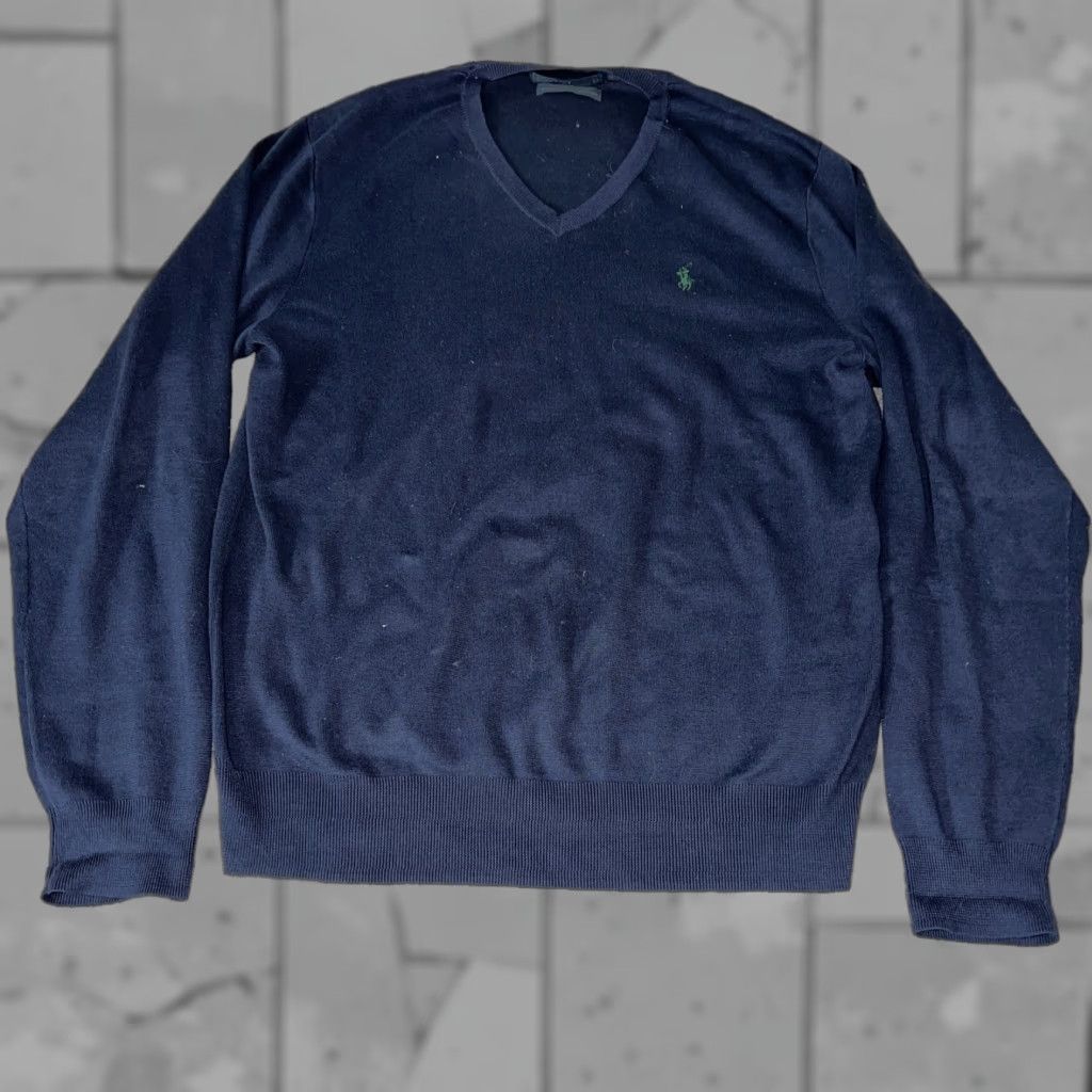 Polo Ralph Lauren Polo Ralph Lauren Sweater V-Neck Navy Blue Pima Cotton Men L Size US L / EU 52-54 / 3 - 1 Thumbnail